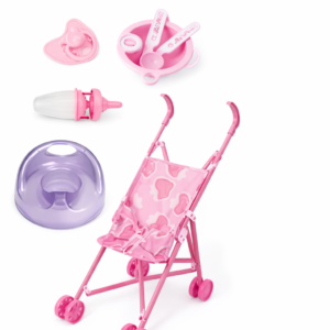 Muñeca Bebe + Coche Muñeca Y Accesor